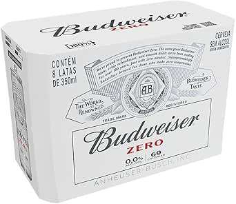 Pack Cerveja Budweiser Zero Álcool, 350ml, Lata - 8 unidades