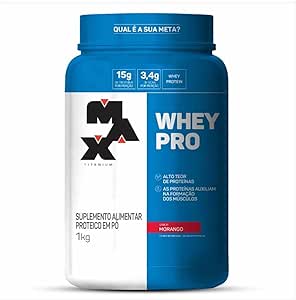 Whey Pro - 1kg Morango - Max Titanium, Max Titanium
