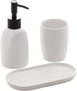 Conjunto 3 peças para Banheiro de Cerâmica Londres Branco e Preto Lyor