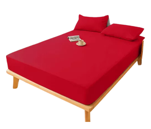 Jogo De Lençol Elástico Casal Queen Box 3 Peças Vermelho Casa Laura Enxovais