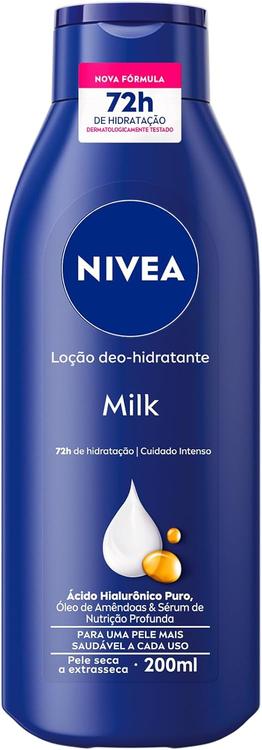 Nivea Loção Deo-hidratante Milk 200ml - 72h De Hidratação, Cuidado Intenso E Nutrição Profunda