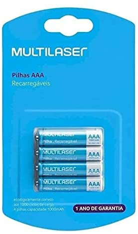 Pilhas Recarregáveis Aaa Multilaser 1000Mah Com 4 Unidades - CB050, Multicor