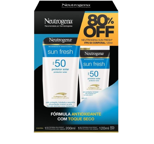 Protetor Solar Neutrogena Sun Fresh FPS 50 200ml + Neutrogena Sun Fresh fps 50 120ml