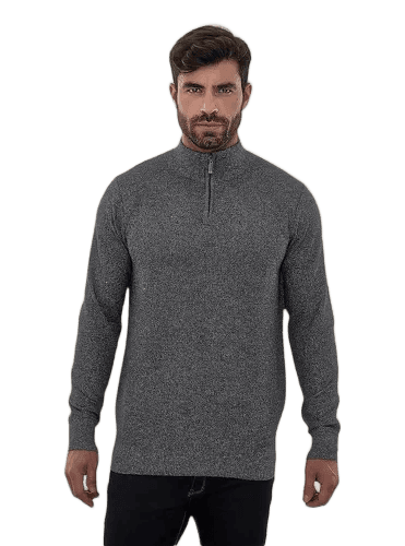 Suéter Blusa Tricot Gola Alta Com Zíper