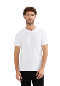 Camiseta Básica Masculina Slim Gola V Em Malha Flamê - Hering